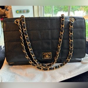 Chanel Caviar Leather Choco Bar Shoulder Bag